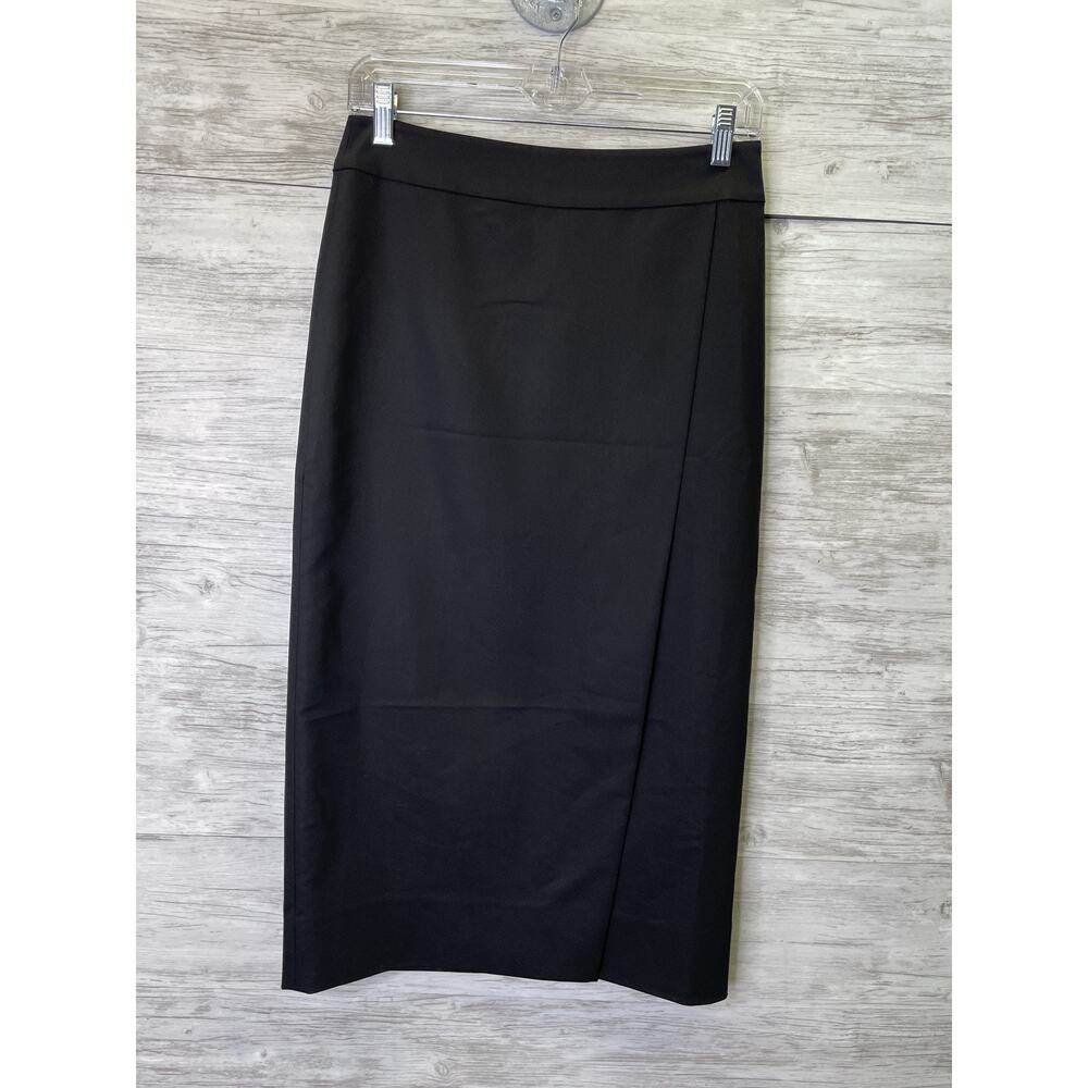DKNY Skirt Womens 2 Black Pencil High‎ Waist Midi Asymmetrical Zip Career Work